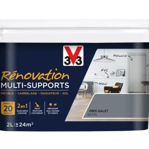 Peinture de rénovation multisupports finition satinée gris galet 2 l V33 Offre Spéciale