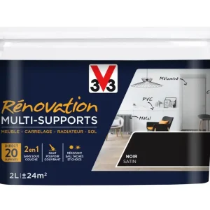 Certifié Peinture de rénovation multisupports finition satinée noir 2 l V33