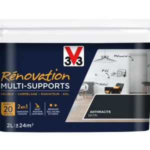 Nouvelle Collection Peinture de rénovation multisupports finition satinée anthracite 2 l V33
