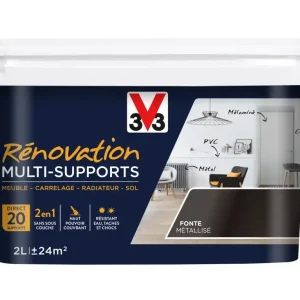 Prix Bas Peinture de rénovation multisupports finition satinée fonte métallisé 2 l V33