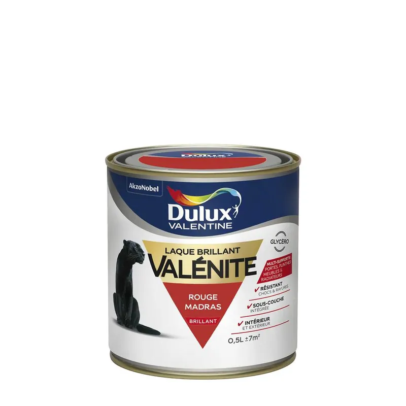 Peinture Laque Valénite rouge madras brillant 500 ml DULUX Solde