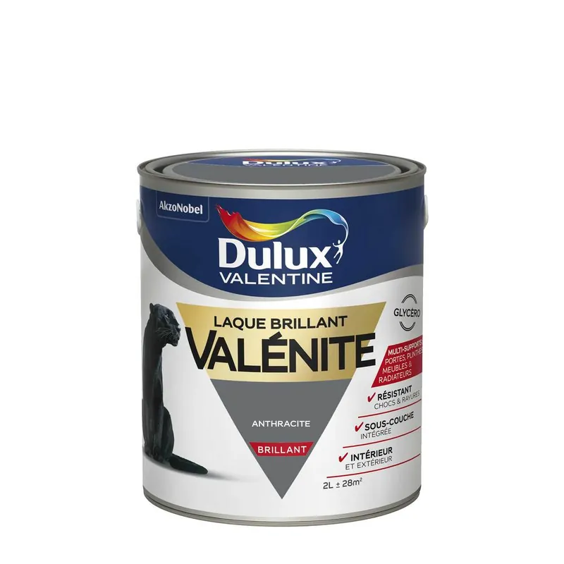 Peinture Laque Valénite anthracite brillant 2 l - DULUX VALENTINE Populaire