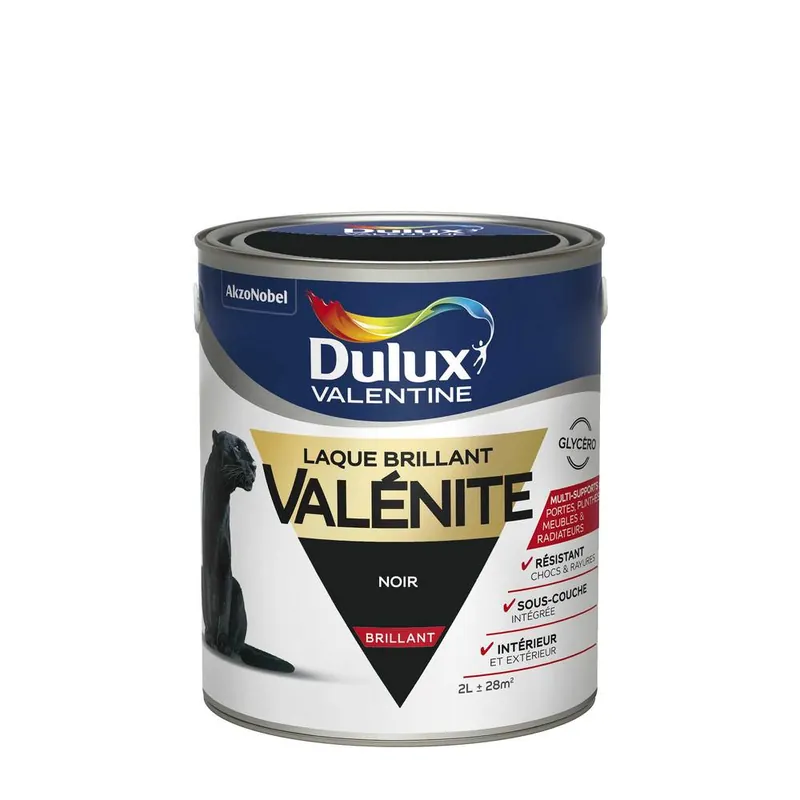 Nouveauté Peinture Laque Valénite noir brillant 2 l - DULUX VALENTINE