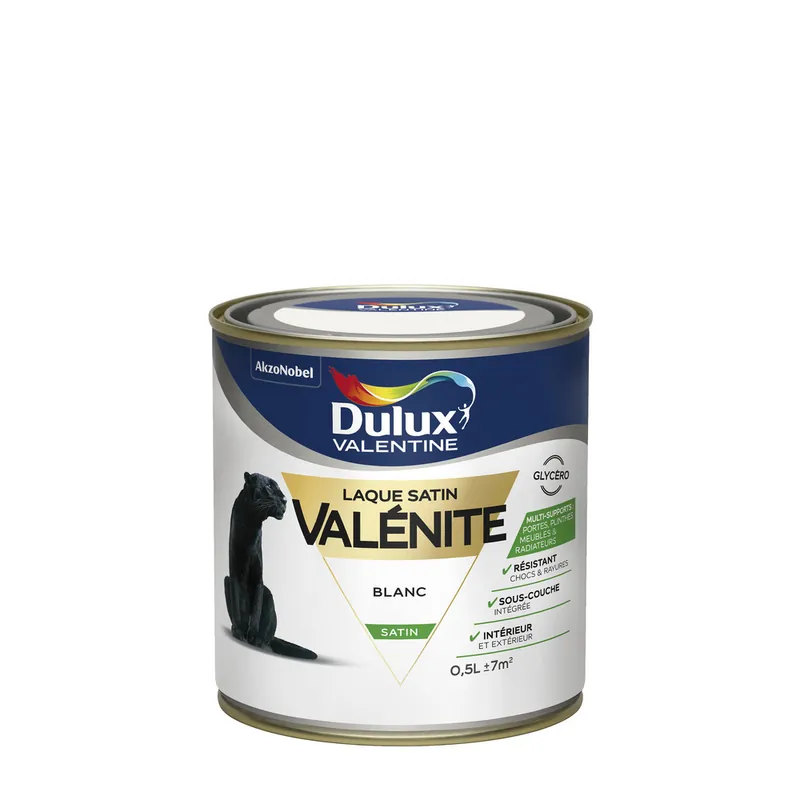 Peinture Laque Valénite Blanc satin 500 ml - DULUX VALENTINE Prix Choc