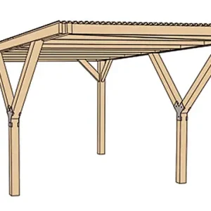 Carport en Y bois 612 Simple - Vert imprégné - L.306xP.606xH.250cm WEKA Promotion