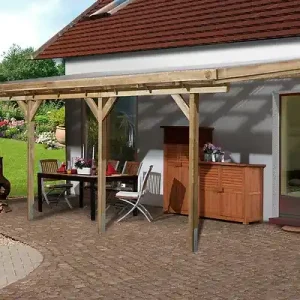 Pergola adossée en bois 671 T5 - Vert - L.704xP.306cm WEKA Prix Choc