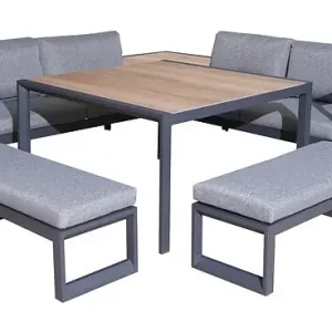 Salon de jardin en aluminium Royan - Graphite - 8 places PROLOISIRS Achat Immédiat