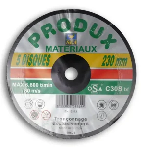 Disques à tronçonner matériaux diamètre 230 mm par 5 Eco Quantité Limitée