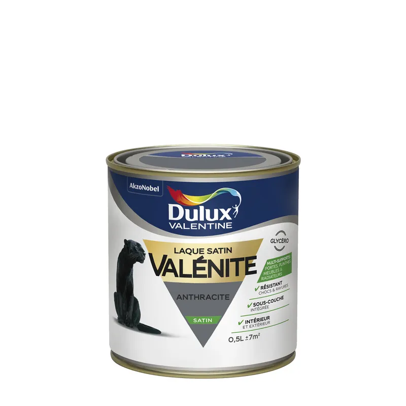 Pas Cher Peinture Laque Valénite Anthracite satin 500 ml - DULUX VALENTINE