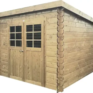 Abri de jardin bois HOF - Naturel - L.248xH.205xP.268.3cm SOLID Dernière Chance