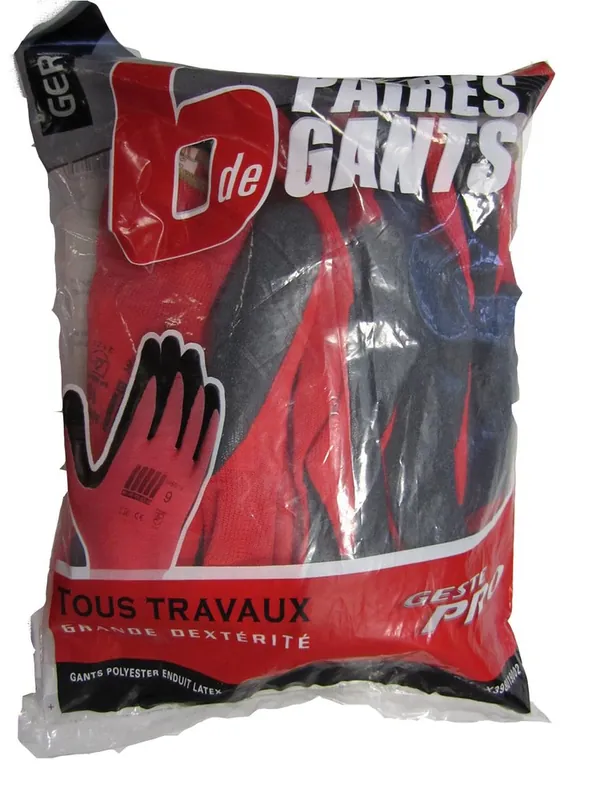Gants tous travaux taille 9 lot de 6 LE GESTE PRO Pas Cher