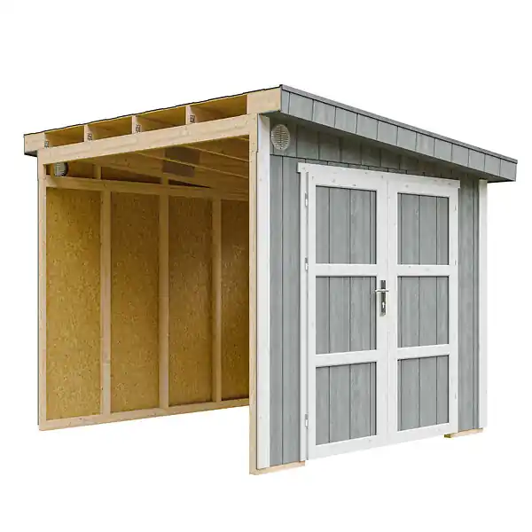 Nouvel Arrivage Abri de Jardin Qualité Premium 5,9 m² - H231x248x294 cm - Sans plancher e paroi latérale - Timbela M938B-CAVERN STEEL