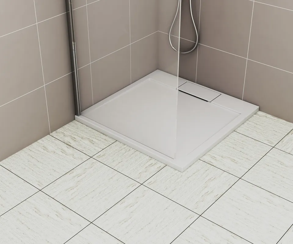 Receveur de douche 90x90 cm résine blanc brillant Island - OCEA Satisfait Ou Remboursé