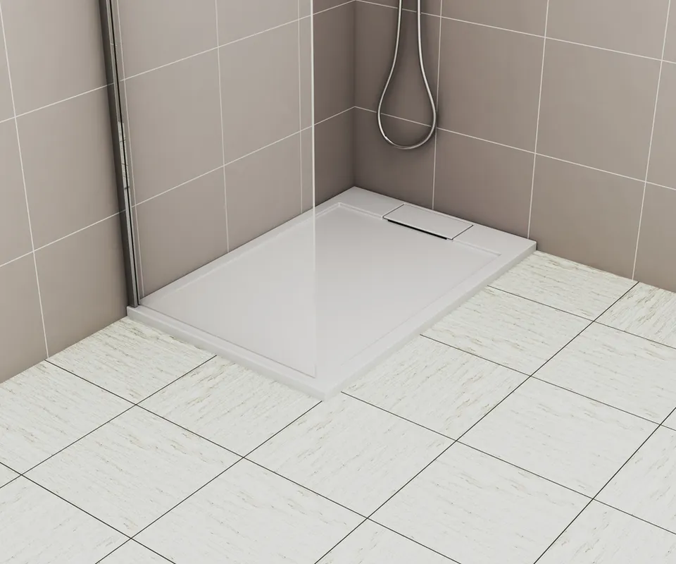 Quantité Limitée Receveur de douche 80x120 cm résine blanc brillant Island - OCEA