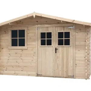 Nouveauté Abri de jardin en bois 14m² "Oz" - 388 x 298 x 225 cm - 28 mm HABITAT ET JARDIN