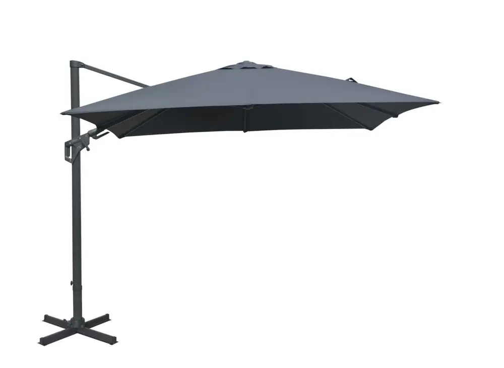 Parasol déporté 3 x 3 m inclinable et orientable gris mât aluminium PROLOISIRS Expédié Aujourd'hui