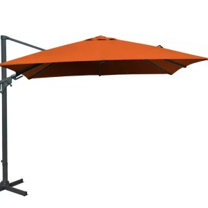 Promotion Saisonnière Parasol déporté 3 x 3 m inclinable et orientable rouge mât aluminium PROLOISIRS