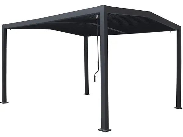 Offre Limitée Pergola bioclimatique toit 2 pans "Victoria" en aluminium et métal- 3,5 x 4 m - Gris HABITAT ET JARDIN