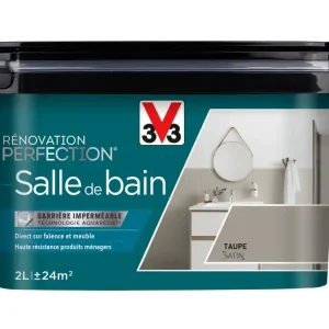 Peinture de rénovation pour salle de bain taupe finition satinée 2L - V33 Nouvelle Collection