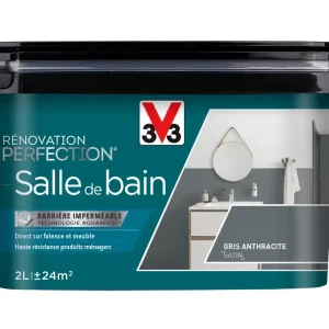 Meilleure Vente Peinture de rénovation pour salle de bain gris anthracite finition satinée 2L - V33