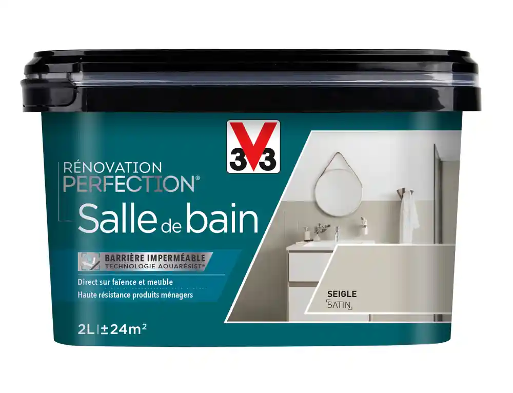 Peinture de rénovation pour salle de bain seigle finition satinée 2L - V33 Super Prix