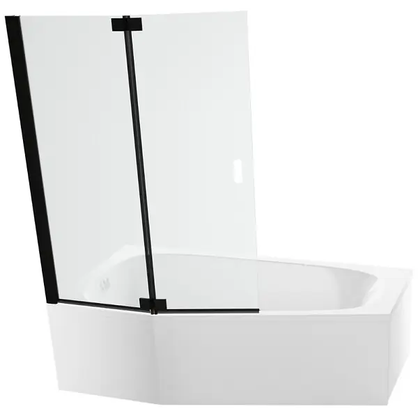 Meilleure Vente Pack baignoire bain douche 170 x 90 Bastille vidage à gauche blanc brillant + tablier en angle + pare-bain noir JACOB DELAFON