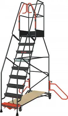 Expédié Aujourd'hui Escabeau de rayonnage 9 marches à immobilisation automatique 150 kg - FIMM - 830008814