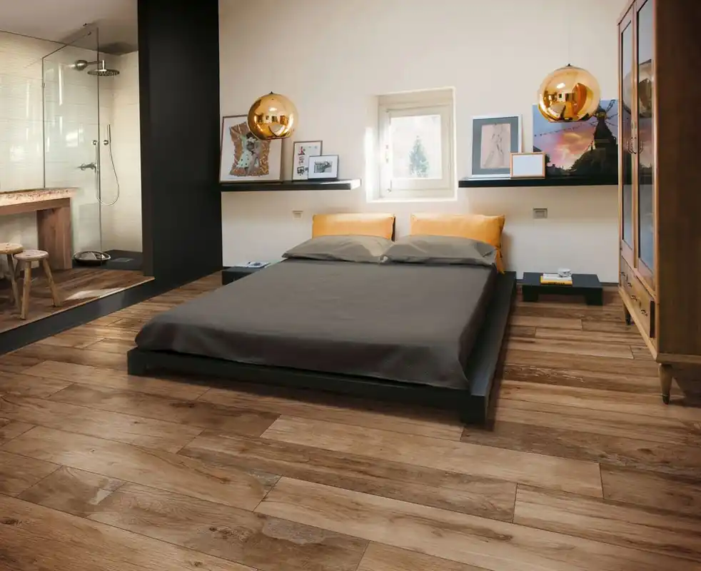 Carrelage sol intérieur effet bois caramel OXFORD ép 9,5 mm 20 x 120 cm paquet de 0,96 m² Livraison Express
