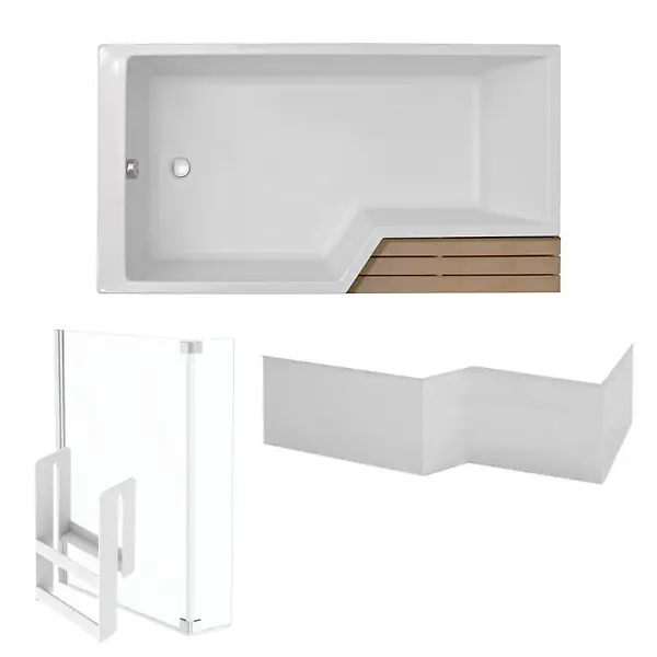 Meilleure Vente Baignoire bain douche Neo 180 x 90 gauche + pare bain + tablier + étagère JACOB DELAFON