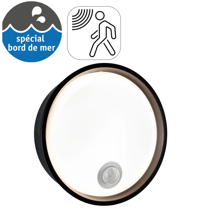Bon Plan Applique extérieur LED détecteur de mouvements Platomo noir IP44 2000 lumens blanc chaud - PAULMANN