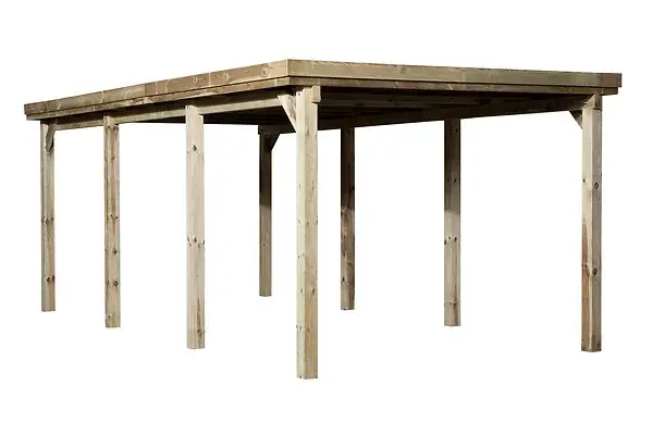 Carport simple bois 617 T2 - Naturel - L.322xP.612cm WEKA Authentique
