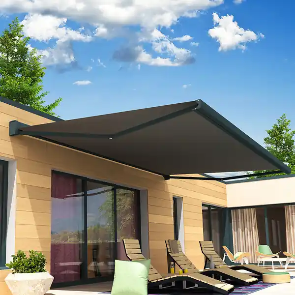 Store banne coffre motorisé KOBE - Gris - L.400x350cm SUNSTYL Certifié