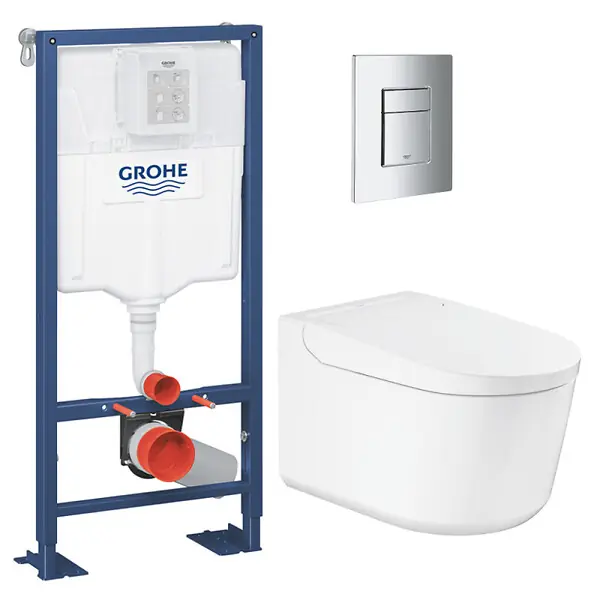 Pack WC Bâti-support autoportant Solido + WC lavant suspendu Sensia Alpine + Plaque chrome (SOLIDOSENSIA1) GROHE Must-Have