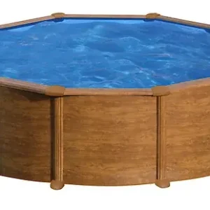 Piscine ronde acier d.4,80m x H. 1,32m - imitation bois GRE Vente Flash