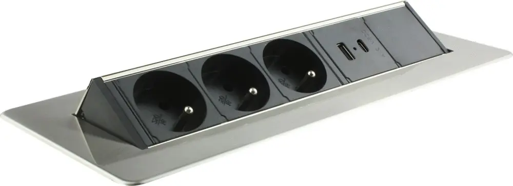Bloc multiprise pivotant acier 3 prises USB A+C ARLUX Super Prix