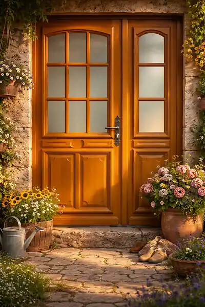 Vente Flash Porte d‘entrée Tiercée Bois Vitrée Marine H215xL140 cm Côte Tableau p.Gauche (Poignée, Barillet ref IN158RPL2 - IN303NEW) GD MENUISERIES