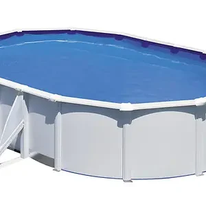 Piscine ovale acier KIT610ECOD - Blanc - L.634xl.399xH.122cm GRE Paiement Sécurisé