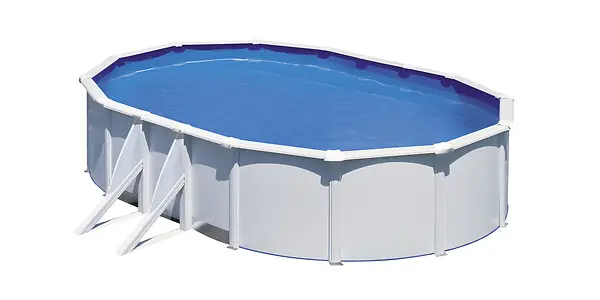 Piscine ovale acier KIT610ECOD - Blanc - L.634xl.399xH.122cm GRE Paiement Sécurisé