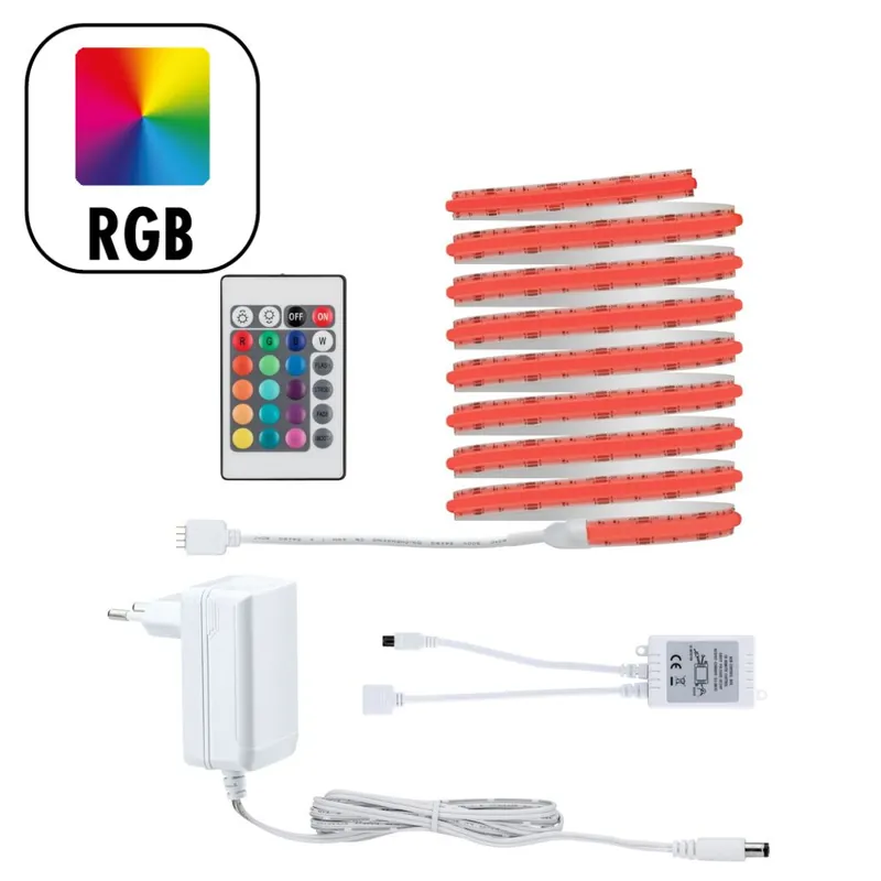Solde Ruban LED COB 3m prêt à l‘emploi multicolore avec télécommande 22W 12V SIMPLED PAULMANN