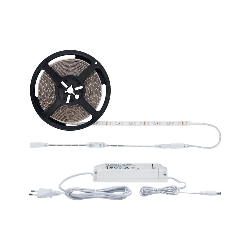 Ruban LED 5m prêt à l‘emploi blanc chaud avec interrupteur et variateur de lumière 50W 24V SIMPLED POWER PAULMANN Haute Qualité