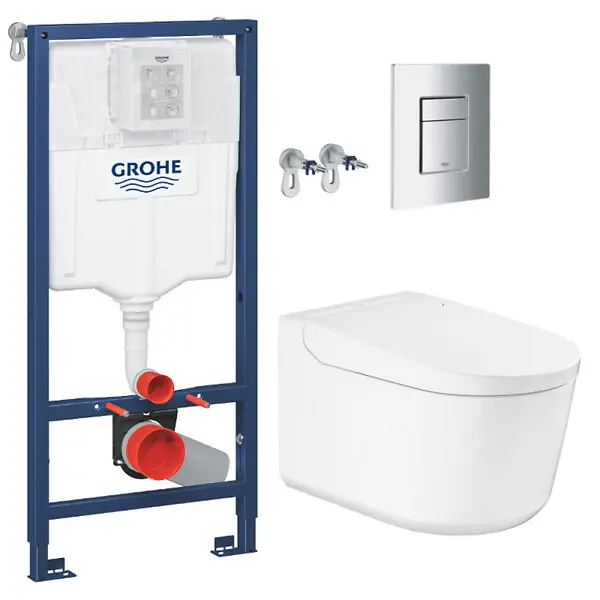 Marque Pack WC Bâti-support RAPID SL + WC lavant suspendu Sensia Alpine + Plaque chrome (RSLSENSIA1) GROHE