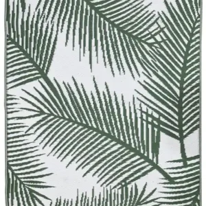 Certifié Tapis 160x240 cm vert blanc motif feuilles JARDILINE