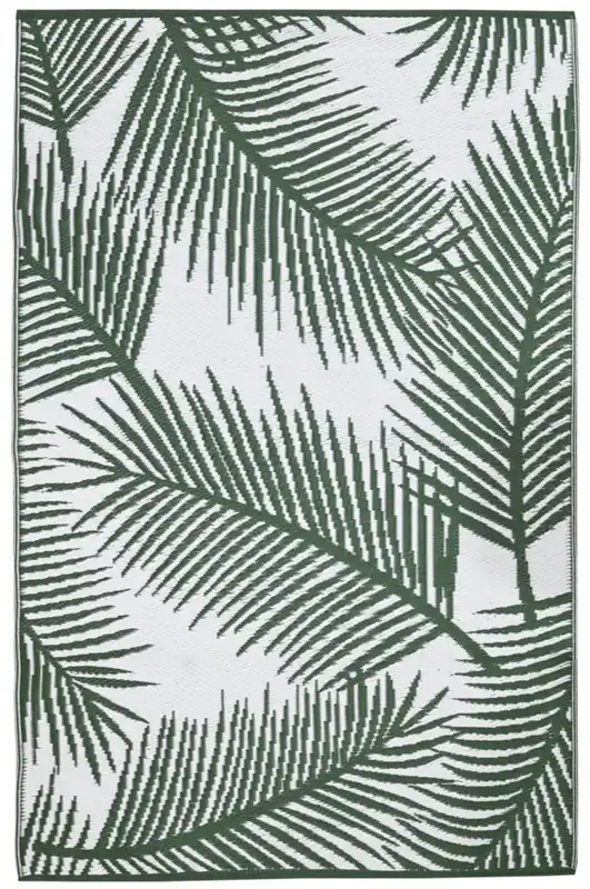 Certifié Tapis 160x240 cm vert blanc motif feuilles JARDILINE