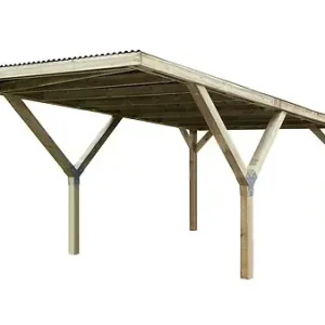 Carport en bois Y simple 612 - L.606xP.306xH.250cm WEKA Offre Spéciale