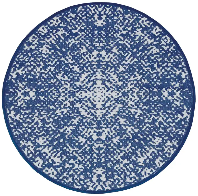 Tapis rond diamètre 150 cm bleu JARDILINE Bon Marché