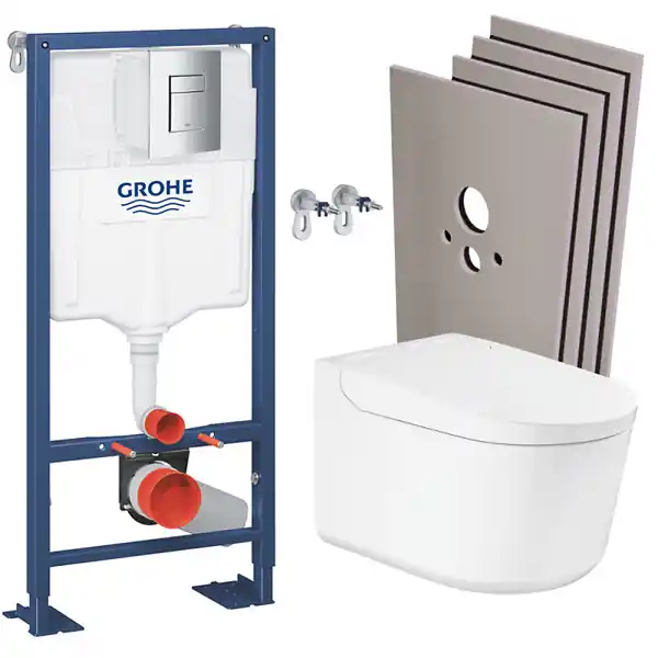 Pack WC Bâti-support RAPID SL + WC lavant suspendu Sensia Alpine + Plaque chrome + Set habillage (RSLSENSIA1SB) GROHE Must-Have
