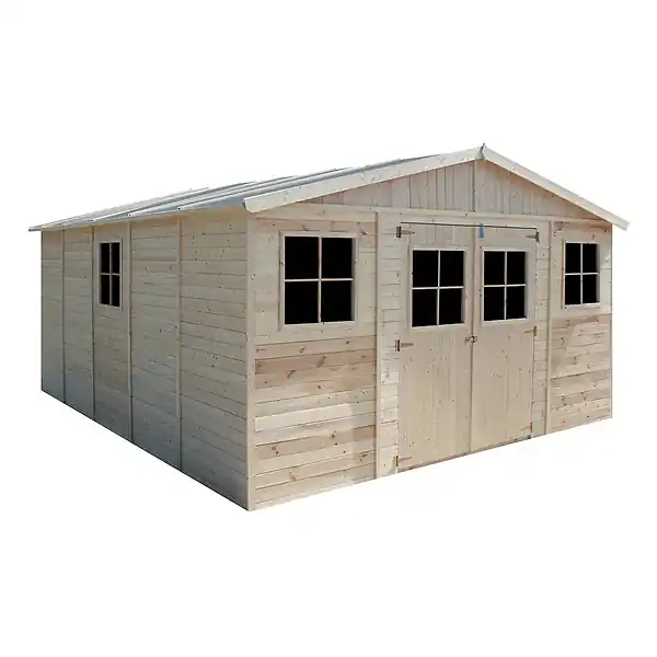 Quantité Limitée Abri de Jardin en Bois Naturel - H246x418x522 cm / 20 m² - M333 TIMBELA