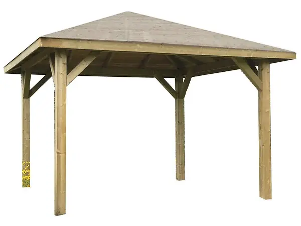 Kiosque de jardin en bois - Vert - L.347xH.289xP.347cm SOLID Dernière Chance