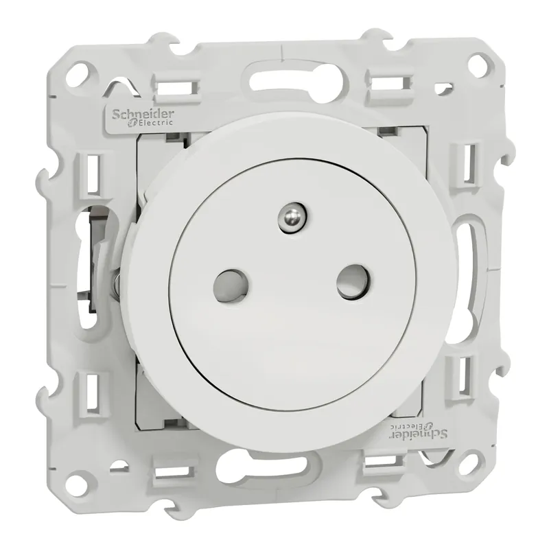 Offre Limitée Prise affleurante 2 pôles + terre avec griffes blanc - Odace 2011 SCHNEIDER ELECTRIC