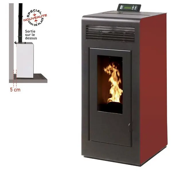 Offre Du Jour Pack Poêle à granules MARINA 11 Etanche sortie Concentrique sur le dessus + Kit Conduit Vertical 80/ INTERSTOVES